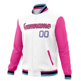 Custom White & Pink Solid Color Varsity Jacket JA01240607WX610