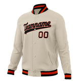 Custom Cream & Black Solid Color Varsity Jacket JA01240607WY091