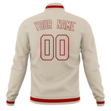 Custom Cream & Red Solid Color Varsity Jacket JA01240607WY092