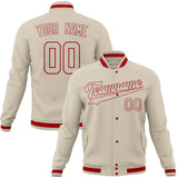 Custom Cream & Red Solid Color Varsity Jacket