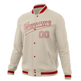 Custom Cream & Red Solid Color Varsity Jacket JA01240607WY092