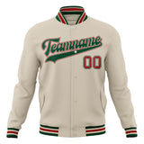 Custom Cream & Kelly-Green Solid Color Varsity Jacket JA01240607WY093