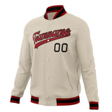 Custom Cream & Red Solid Color Varsity Jacket JA01240607WY096