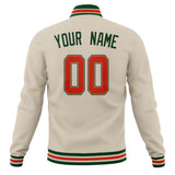 Custom Cream & Kelly-Green Solid Color Varsity Jacket JA01240607WY097