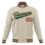 Custom Cream & Kelly-Green Solid Color Varsity Jacket JA01240607WY097