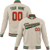 Custom Cream & Kelly-Green Solid Color Varsity Jacket