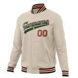 Custom Cream & Kelly-Green Solid Color Varsity Jacket JA01240607WY097