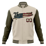 Custom Cream & Olive Vintage Usa Flag Varsity Jacket JA01240607WY098