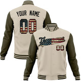 Custom Cream & Olive Vintage Usa Flag Varsity Jacket JA01240607WY098