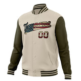 Custom Cream & Olive Vintage Usa Flag Varsity Jacket JA01240607WY098