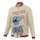 Custom Cream & Red Skull Fashion 3D Varsity Jacket JA01240607WY099