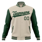 Custom Cream & Green Solid Color Varsity Jacket JA01240607WY100