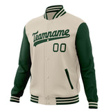 Custom Cream & Green Solid Color Varsity Jacket JA01240607WY100