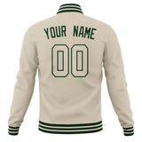 Custom Cream & Green Solid Color Varsity Jacket JA01240607WY102