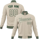 Custom Cream & Green Solid Color Varsity Jacket