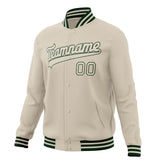 Custom Cream & Green Solid Color Varsity Jacket JA01240607WY102