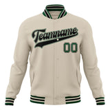 Custom Cream & Black Solid Color Varsity Jacket JA01240607WY103