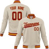 Custom Cream & Red Solid Color Varsity Jacket JA01240607WY104