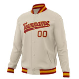 Custom Cream & Red Solid Color Varsity Jacket JA01240607WY104