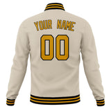 Custom Cream & Gold Solid Color Varsity Jacket JA01240607WY105