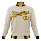 Custom Cream & Gold Solid Color Varsity Jacket JA01240607WY105