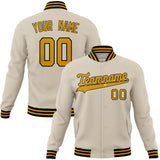 Custom Cream & Gold Solid Color Varsity Jacket