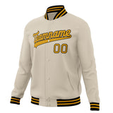 Custom Cream & Gold Solid Color Varsity Jacket JA01240607WY105