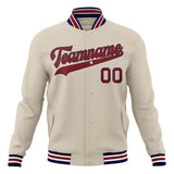 Custom Cream & Crimson Solid Color Varsity Jacket JA01240607WY106