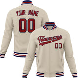 Custom Cream & Crimson Solid Color Varsity Jacket JA01240607WY106