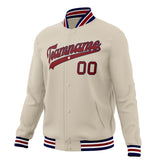 Custom Cream & Crimson Solid Color Varsity Jacket JA01240607WY106