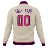 Custom Cream & Purple Solid Color Varsity Jacket JA01240607WY107