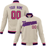 Custom Cream & Purple Solid Color Varsity Jacket JA01240607WY107