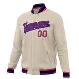 Custom Cream & Purple Solid Color Varsity Jacket JA01240607WY107