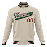 Custom Cream & Kelly-Green Solid Color Varsity Jacket JA01240607WY108