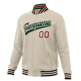 Custom Cream & Kelly-Green Solid Color Varsity Jacket JA01240607WY108