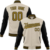 Custom Cream & Black Solid Color Varsity Jacket