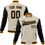 Custom Cream & Black Solid Color Varsity Jacket JA01240607WY110