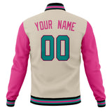 Custom Cream & Pink Solid Color Varsity Jacket JA01240607WY111