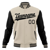 Custom Cream & Black Solid Color Varsity Jacket JA01240607WY112