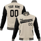 Custom Cream & Black Solid Color Varsity Jacket JA01240607WY112