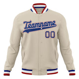 Custom Cream & Royal Solid Color Varsity Jacket JA01240607WY113