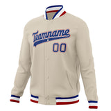 Custom Cream & Royal Solid Color Varsity Jacket JA01240607WY113