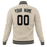 Custom Cream & Black Solid Color Varsity Jacket JA01240607WY114