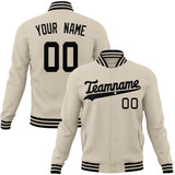 Custom Cream & Black Solid Color Varsity Jacket JA01240607WY114