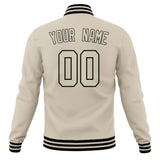 Custom Cream & Black Solid Color Varsity Jacket JA01240607WY115