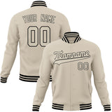 Custom Cream & Black Solid Color Varsity Jacket