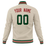 Custom Cream & Kelly-Green Solid Color Varsity Jacket JA01240607WY116