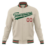 Custom Cream & Kelly-Green Solid Color Varsity Jacket JA01240607WY116