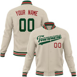 Custom Cream & Kelly-Green Solid Color Varsity Jacket JA01240607WY116