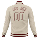 Custom Cream & Brown Solid Color Varsity Jacket JA01240607WY117